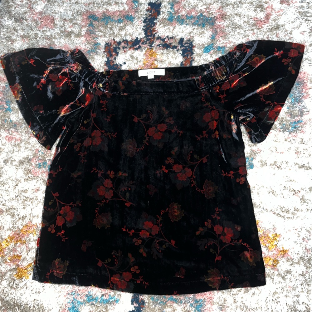 Off the shoulder velvet top